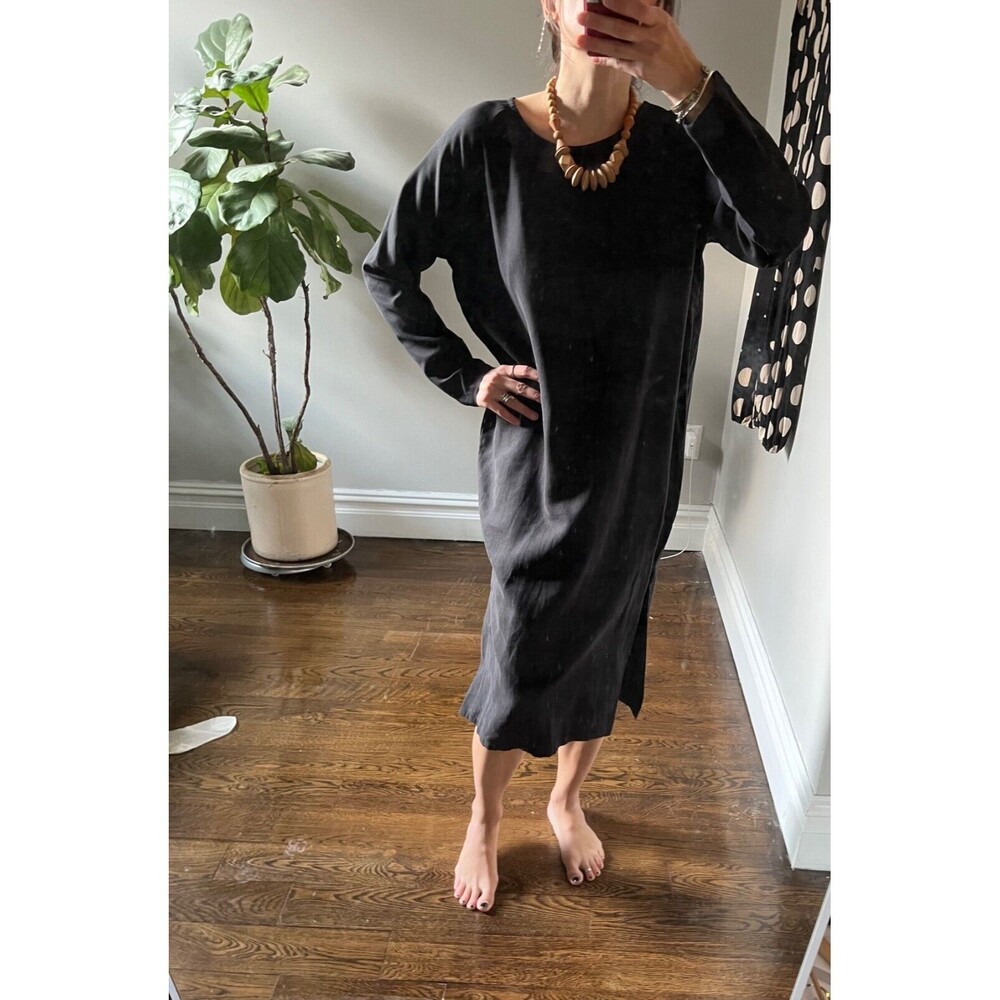 Priory Iku Cocoon Dress Black Modal S/M Handmade Canada Garmentory Minimalist